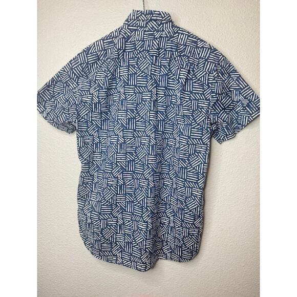 Bonobos Slim Medium Short Sleeve Blue Geometric Collared Shirt - Picture 5 of 10